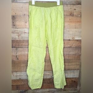 Toad & Co 100% Linen Pull On Pants Women’s S Light Lime Green Cinch Hem
